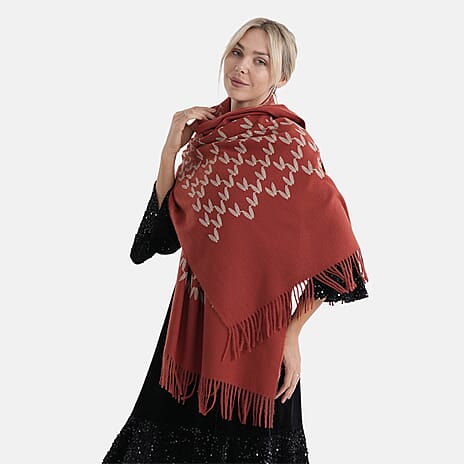 - Maisi Embroidery Scarf (180 x 75 Cm) - Burgundy
