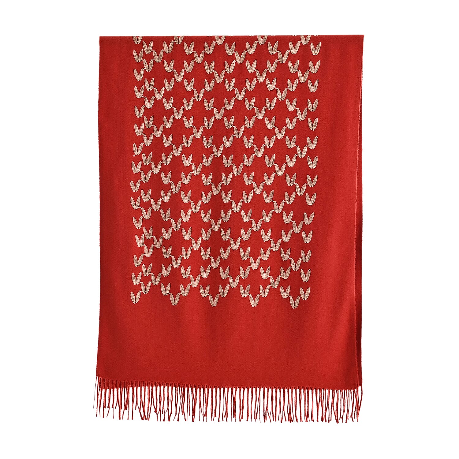 - Maisi Embroidery Scarf (180 x 75 Cm) - Burgundy