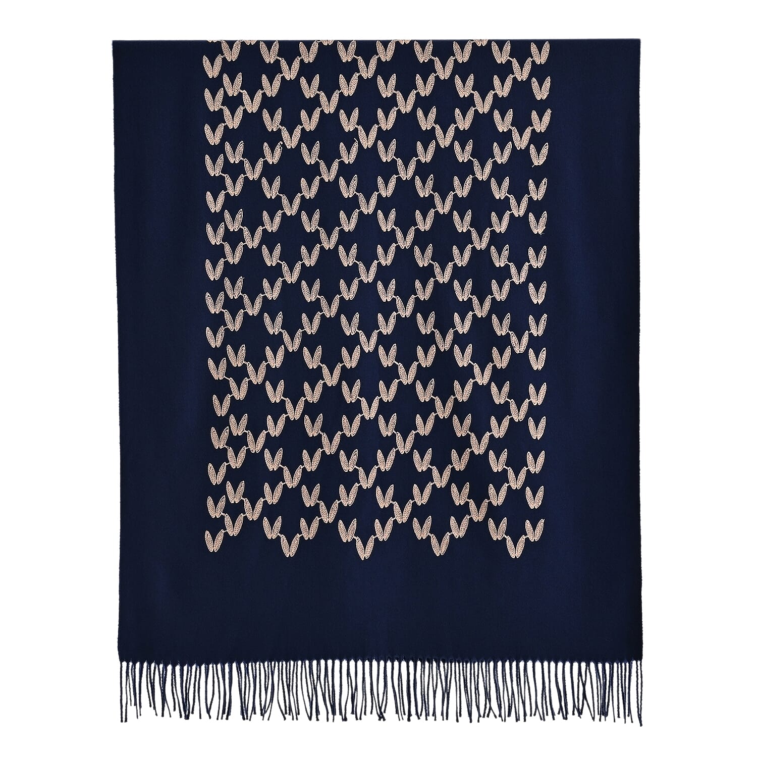 - Maisi Embroidery Scarf (180 x 75 Cm) - Navy