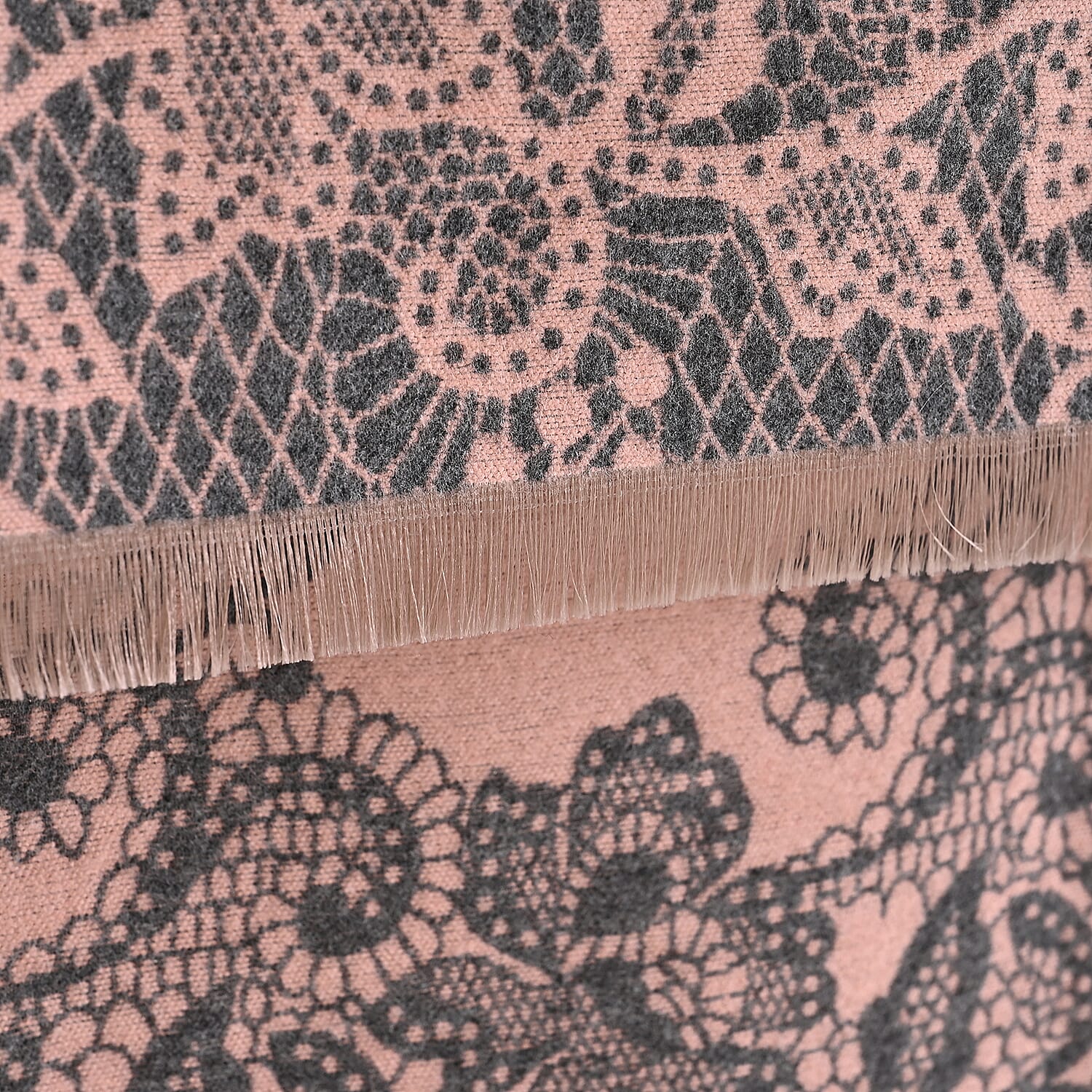 - Maisi Leopard Printed Colour-Block Tassel Scarf (180 x 75Cm) - Grey, Off-White - Pink