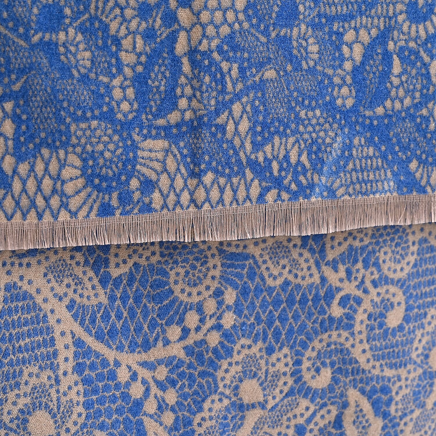 - Maisi Leopard Printed Colour-Block Tassel Scarf (180 x 75Cm) - Blue - Black