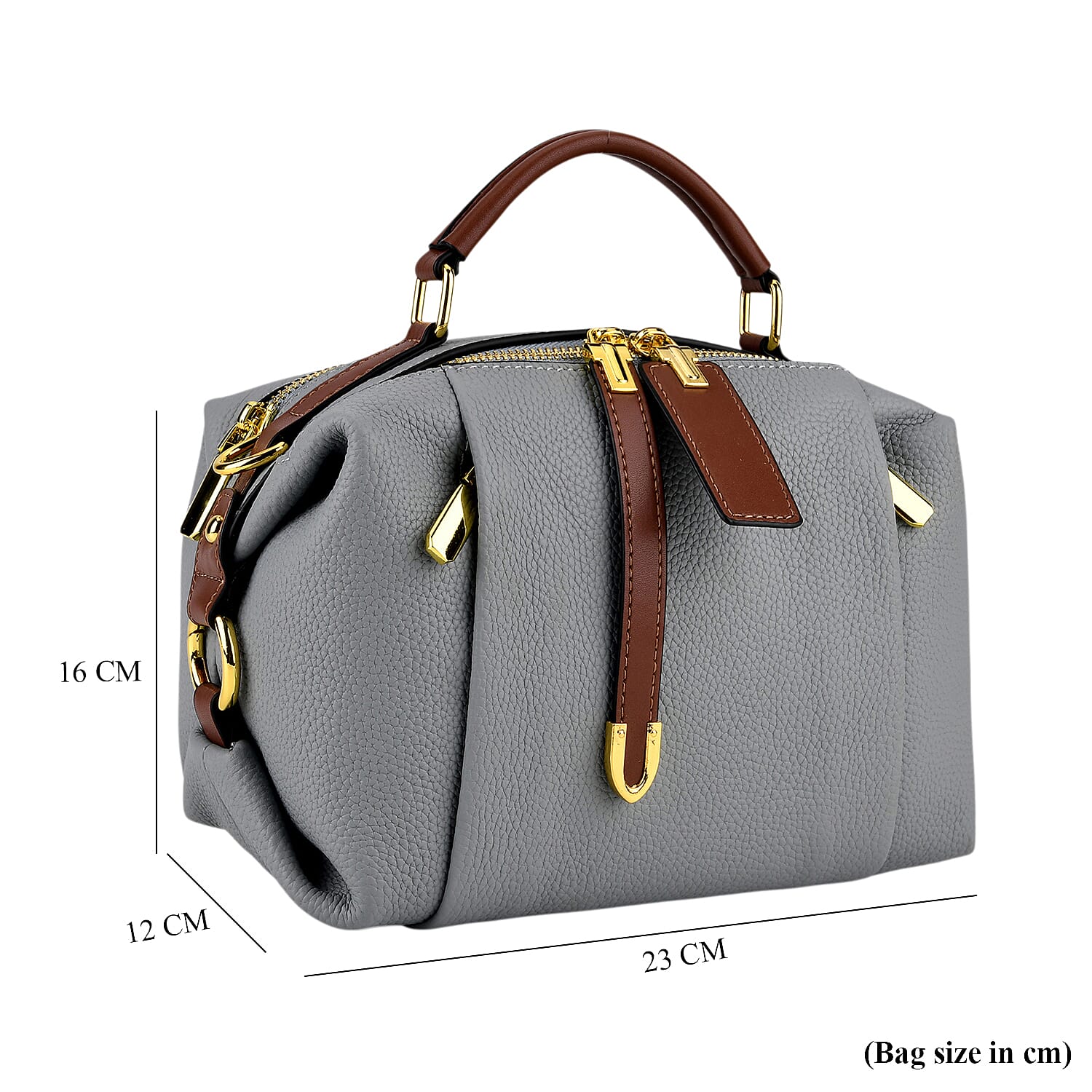 One Time Deal - Genuine Leather Crossbody Dual Section Fully Lined Bag With Adjustable Fabric Strap and Adjustable Leather Strap With Buckle - Cornflower