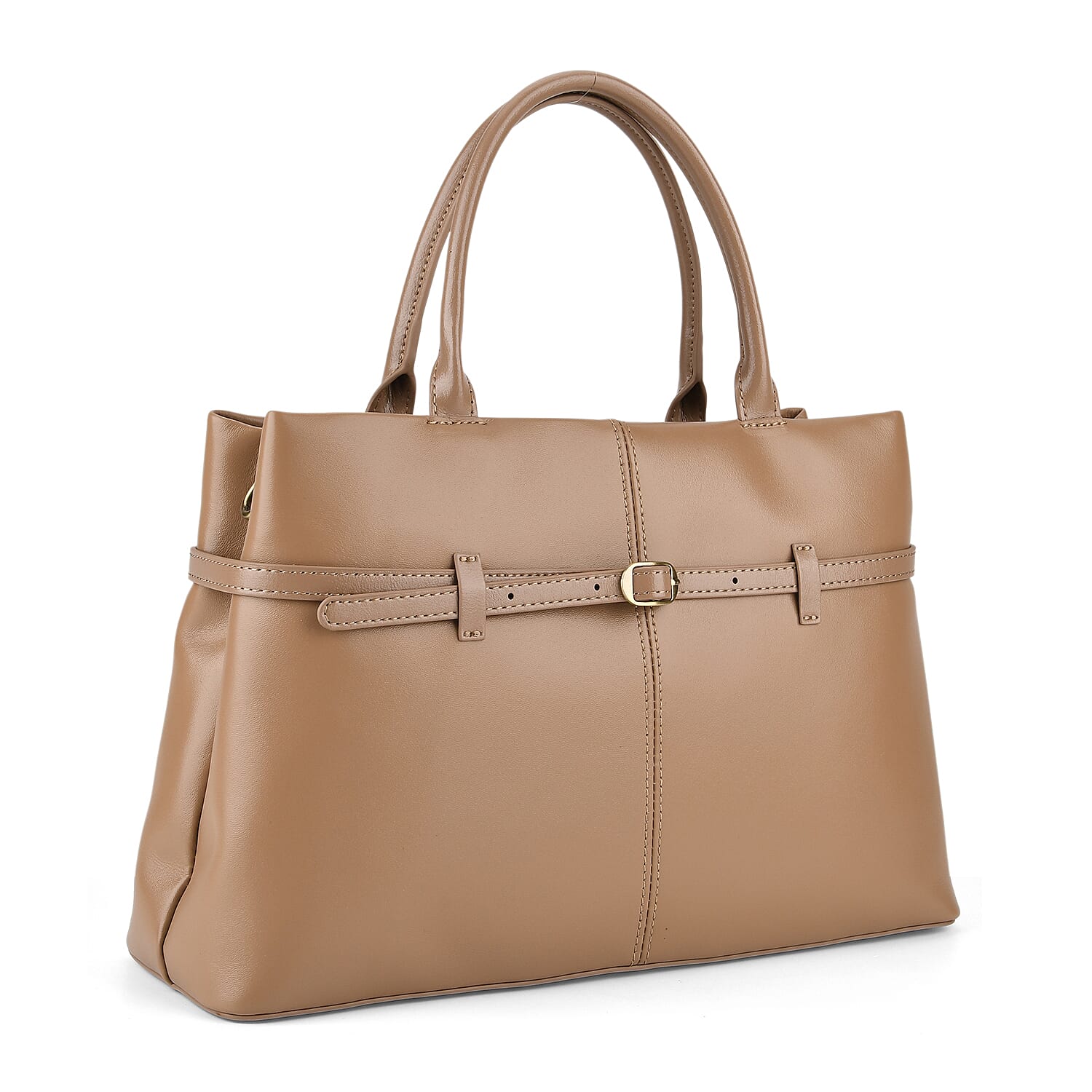 Designer Inspired- 100% Genuine Leather Tote  Bag - Camel