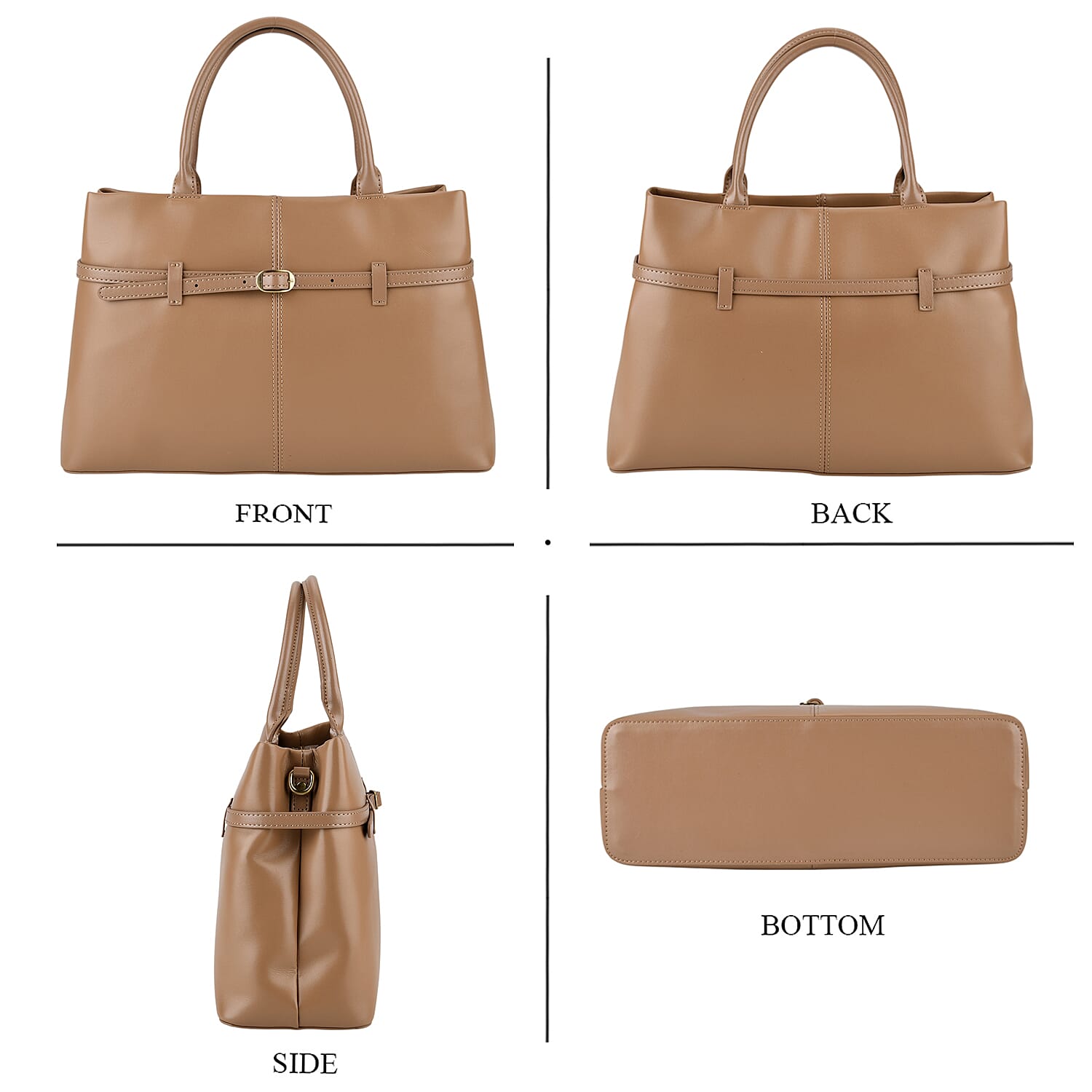 Designer Inspired- 100% Genuine Leather Tote  Bag - Camel