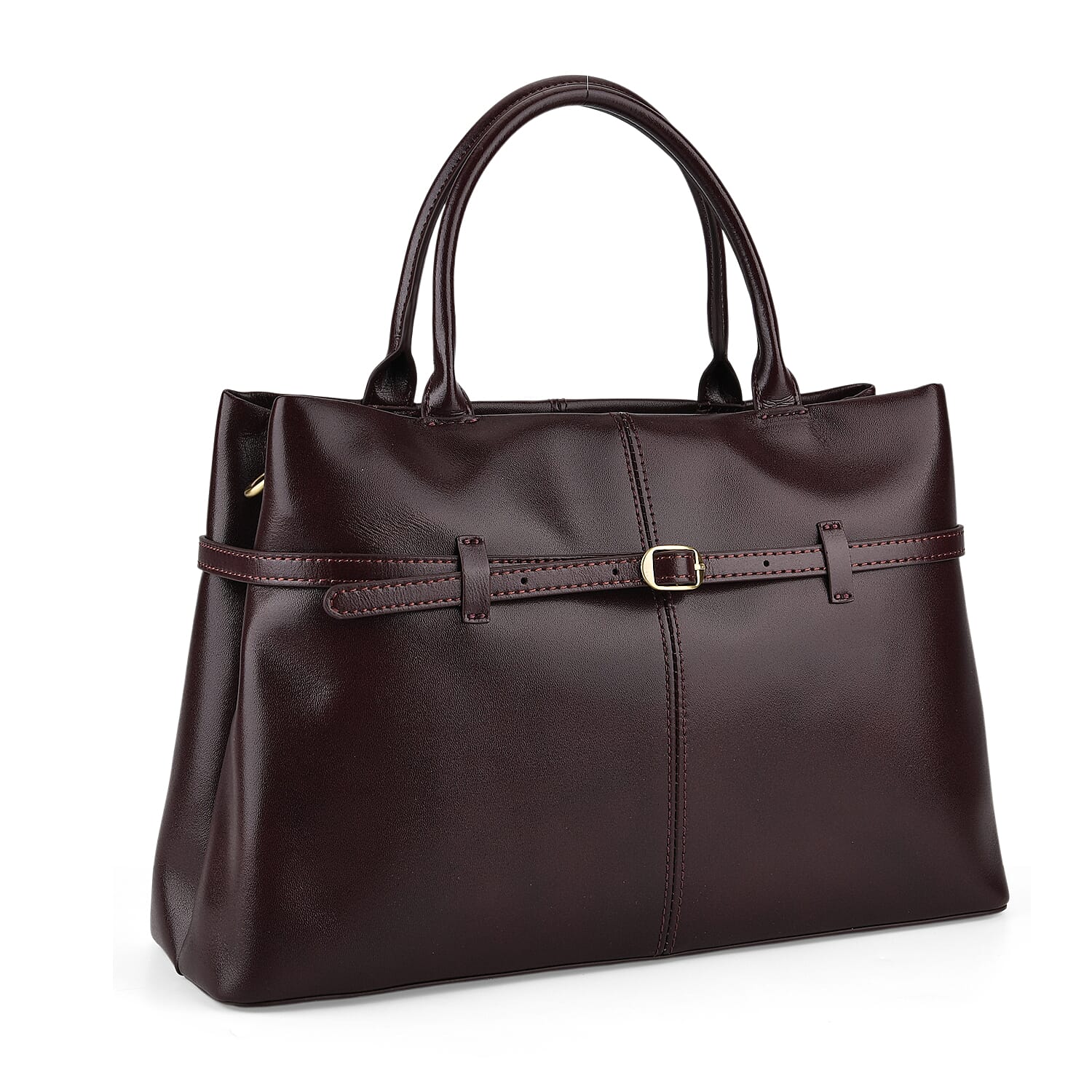 Designer Inspired- 100% Genuine Leather Tote  Bag - Chestnut