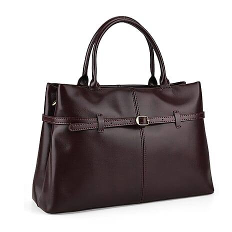 Designer Inspired- 100% Genuine Leather Tote  Bag - Chestnut