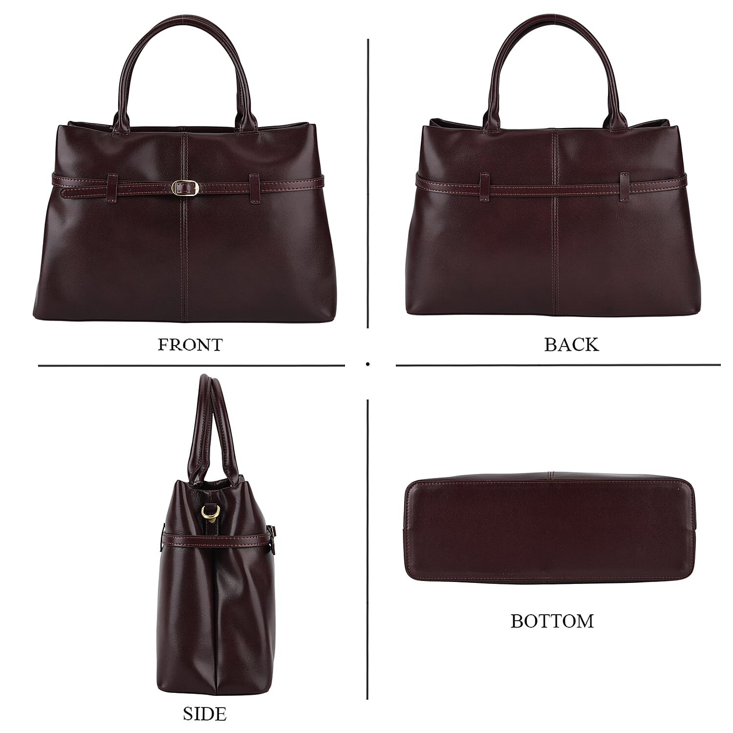 Designer Inspired- 100% Genuine Leather Tote  Bag - Chestnut