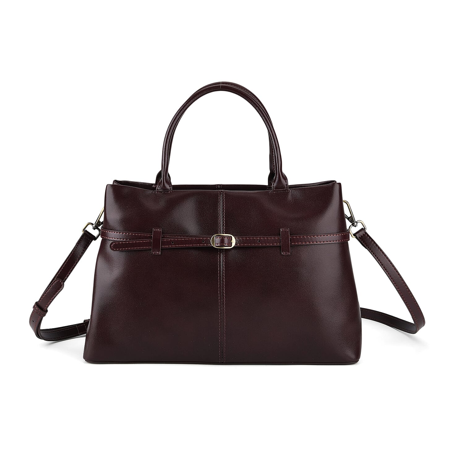 Designer Inspired- 100% Genuine Leather Tote  Bag - Chestnut