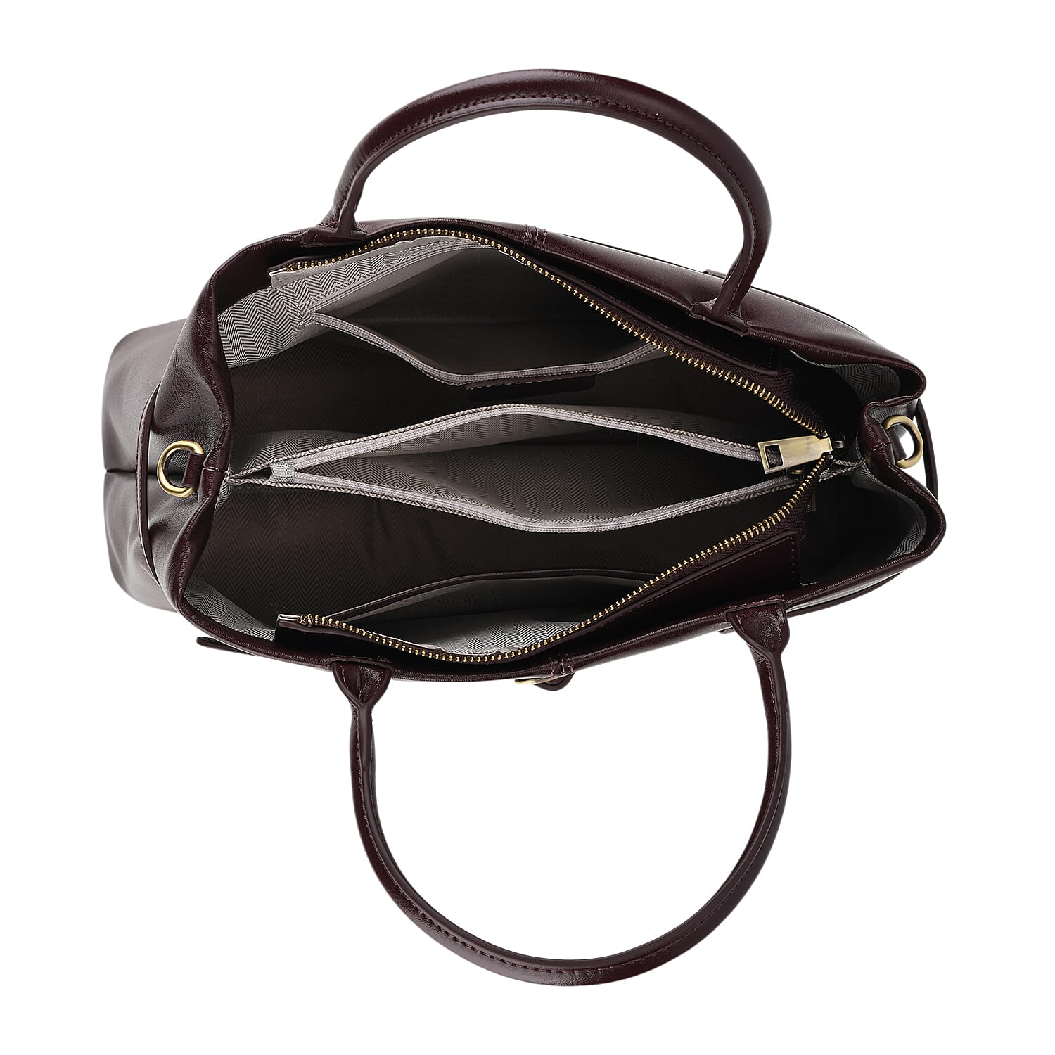 Designer Inspired- 100% Genuine Leather Tote  Bag - Chestnut