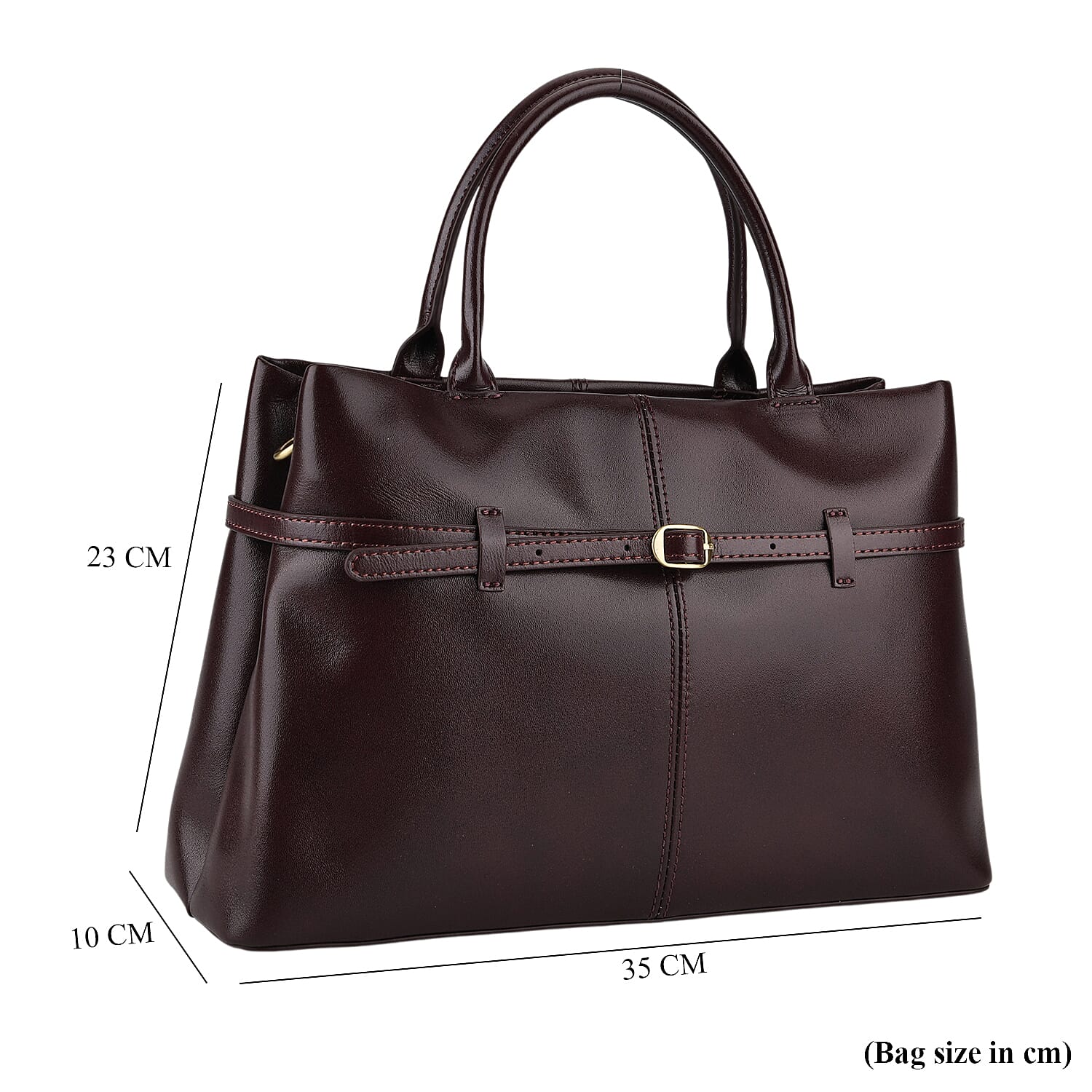 Designer Inspired- 100% Genuine Leather Tote  Bag - Chestnut
