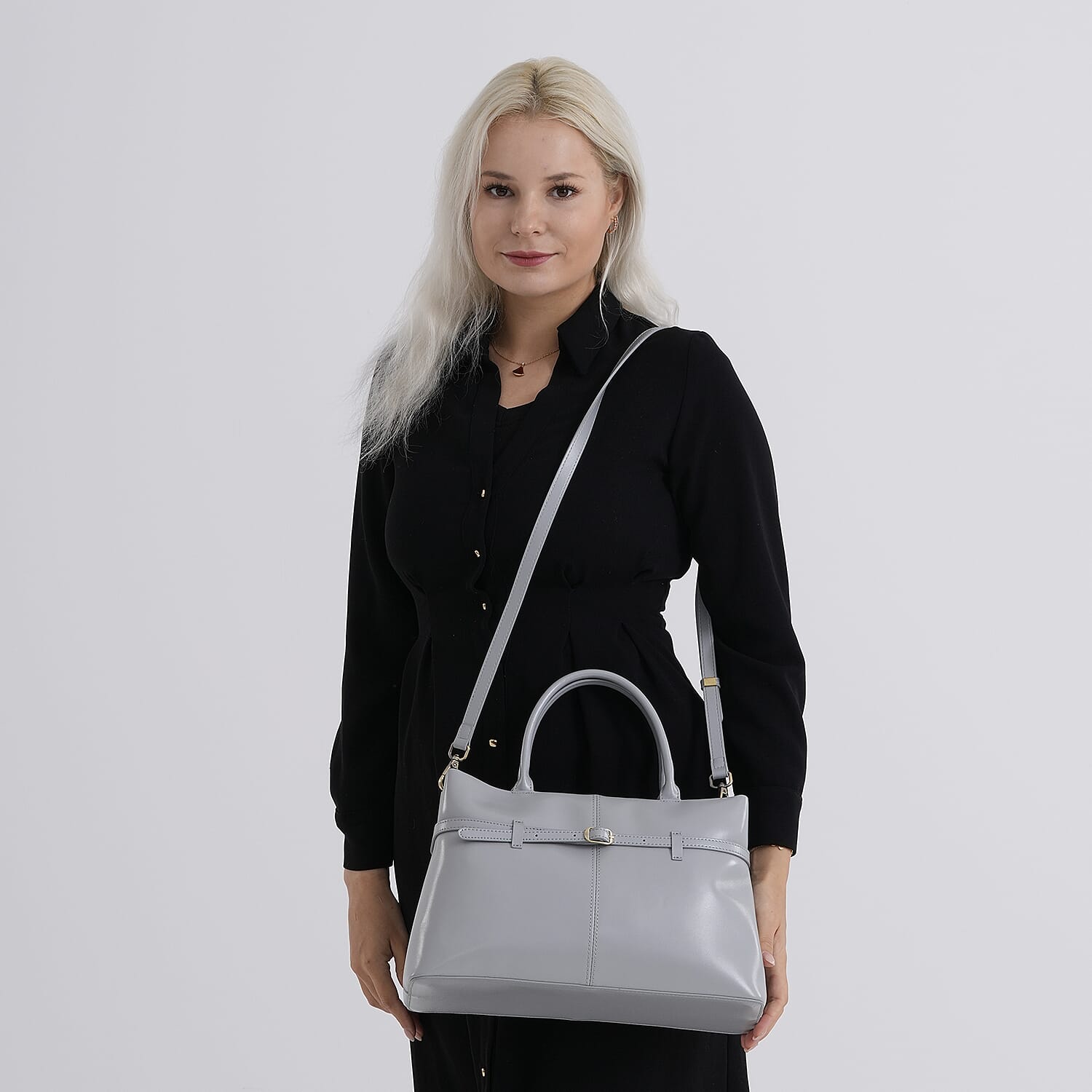 Designer Inspired- 100% Genuine Leather Tote  Bag - Cornflower