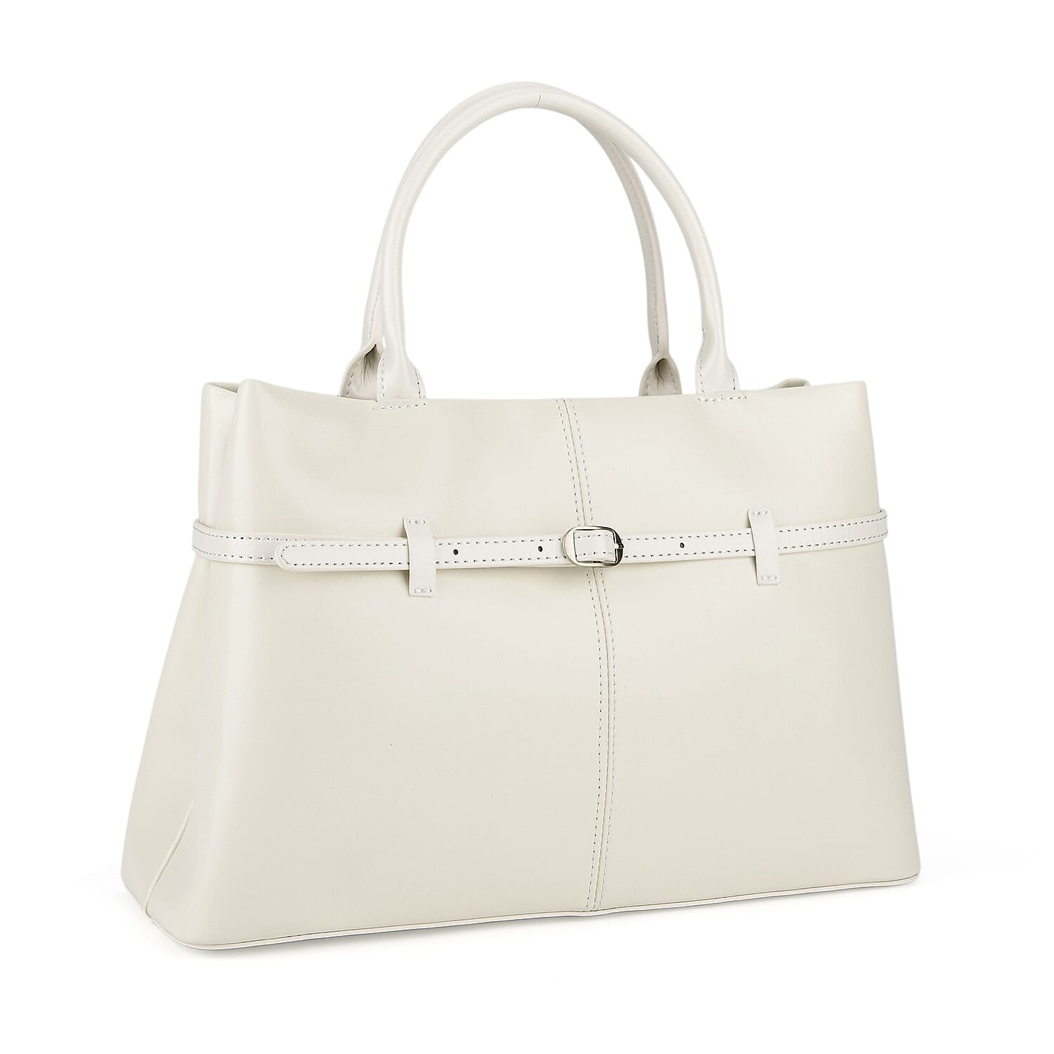 Designer Inspired- 100% Genuine Leather Tote  Bag - Ivory