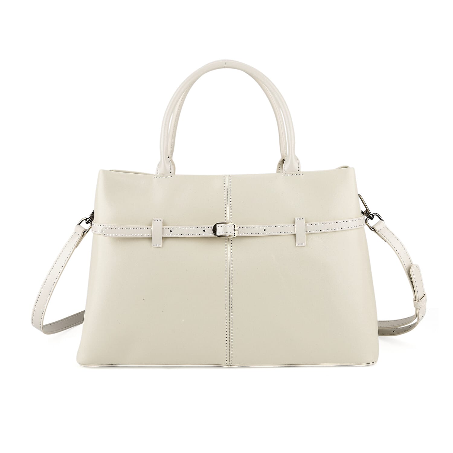 Designer Inspired- 100% Genuine Leather Tote  Bag - Ivory