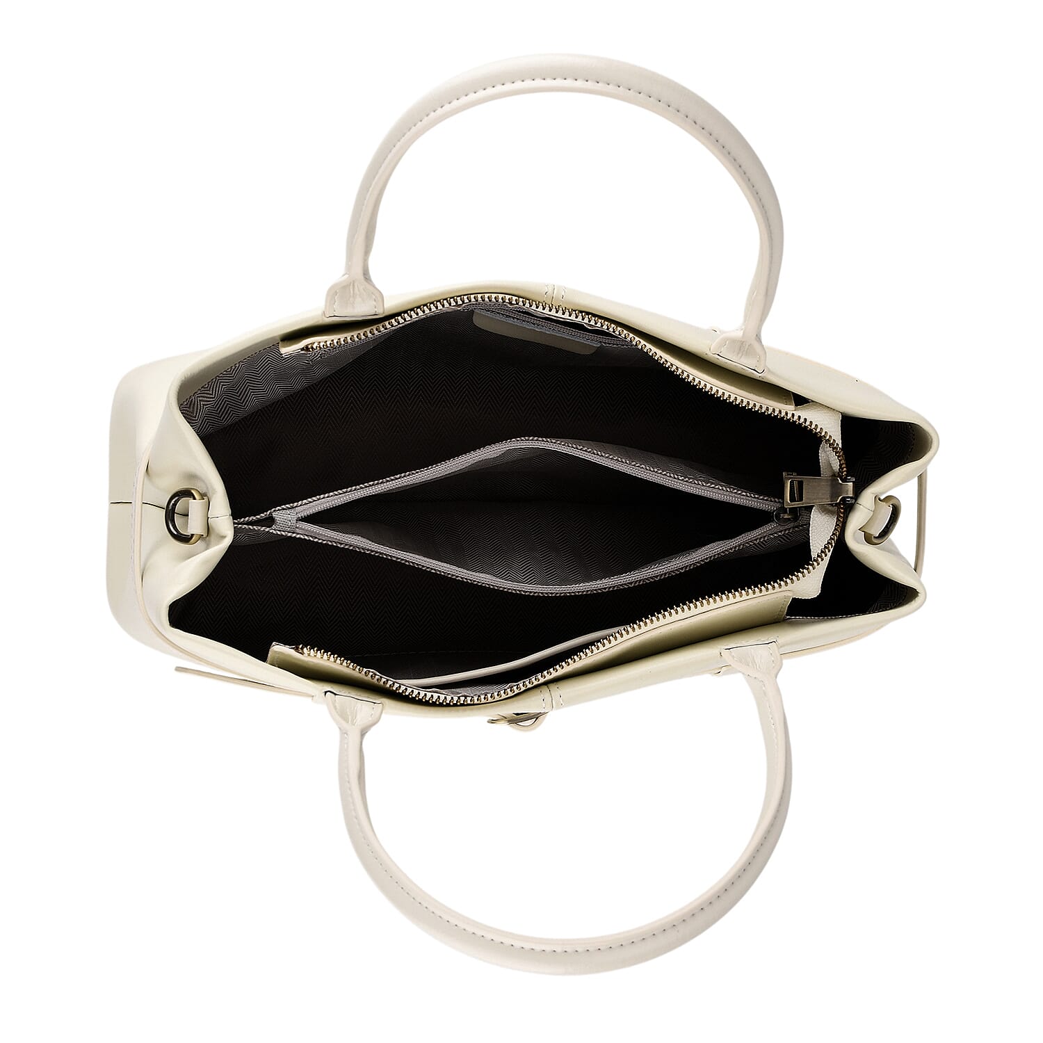 Designer Inspired- 100% Genuine Leather Tote  Bag - Ivory