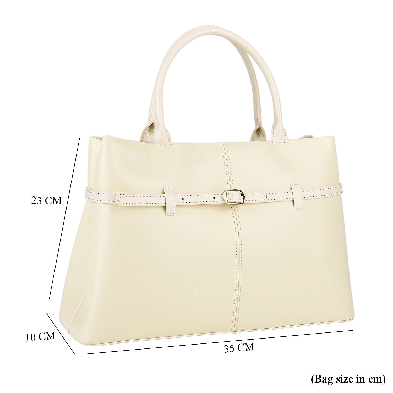 Designer Inspired- 100% Genuine Leather Tote  Bag - Ivory