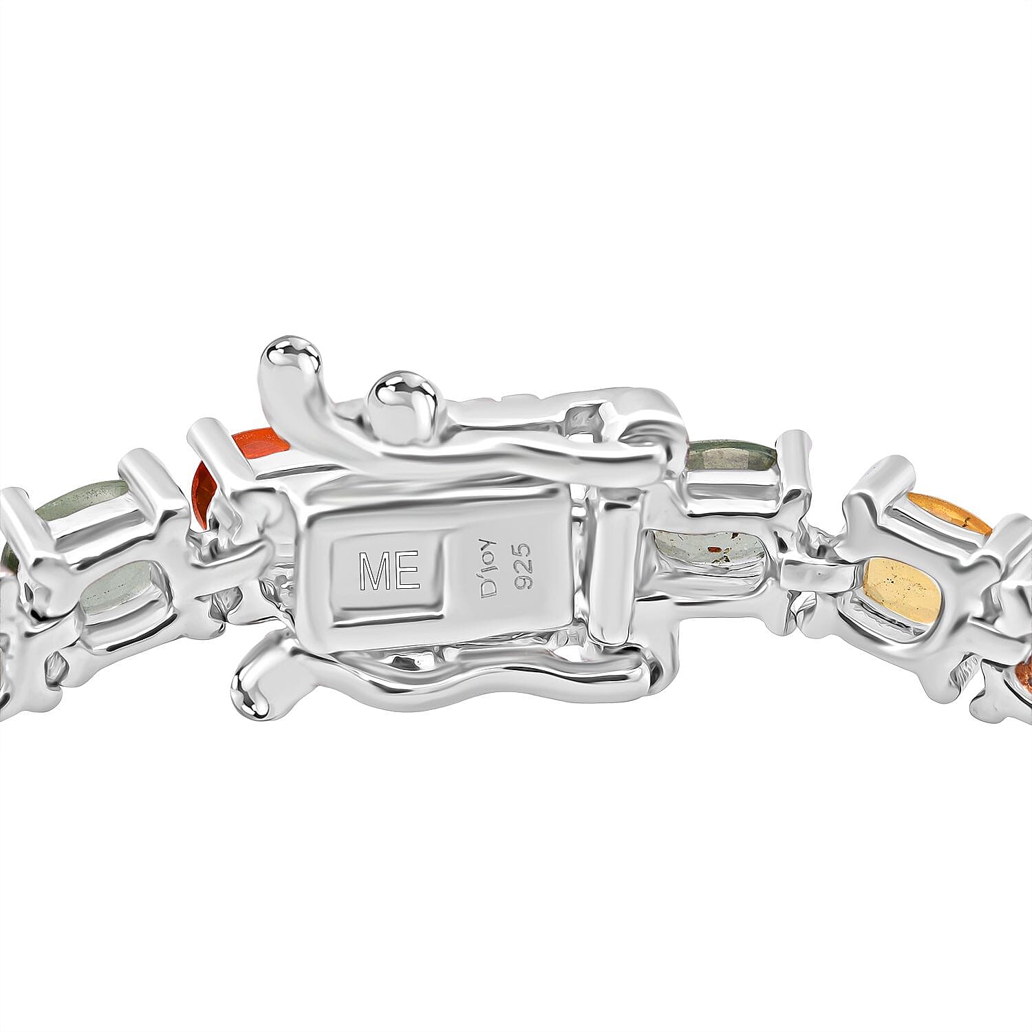 D'Joy Blue Sapphire, Pink Sapphire, Multi Sapphire Bracelet (Size - 7.5) in Rhodium OverlaySterling Silver, Silver Wt.9 Gms  10.080  Ct.