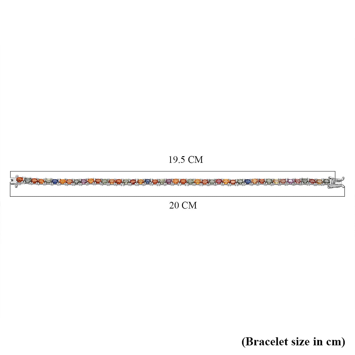 D'Joy Blue Sapphire, Pink Sapphire, Multi Sapphire Bracelet (Size - 7.5) in Rhodium OverlaySterling Silver, Silver Wt.9 Gms  10.080  Ct.