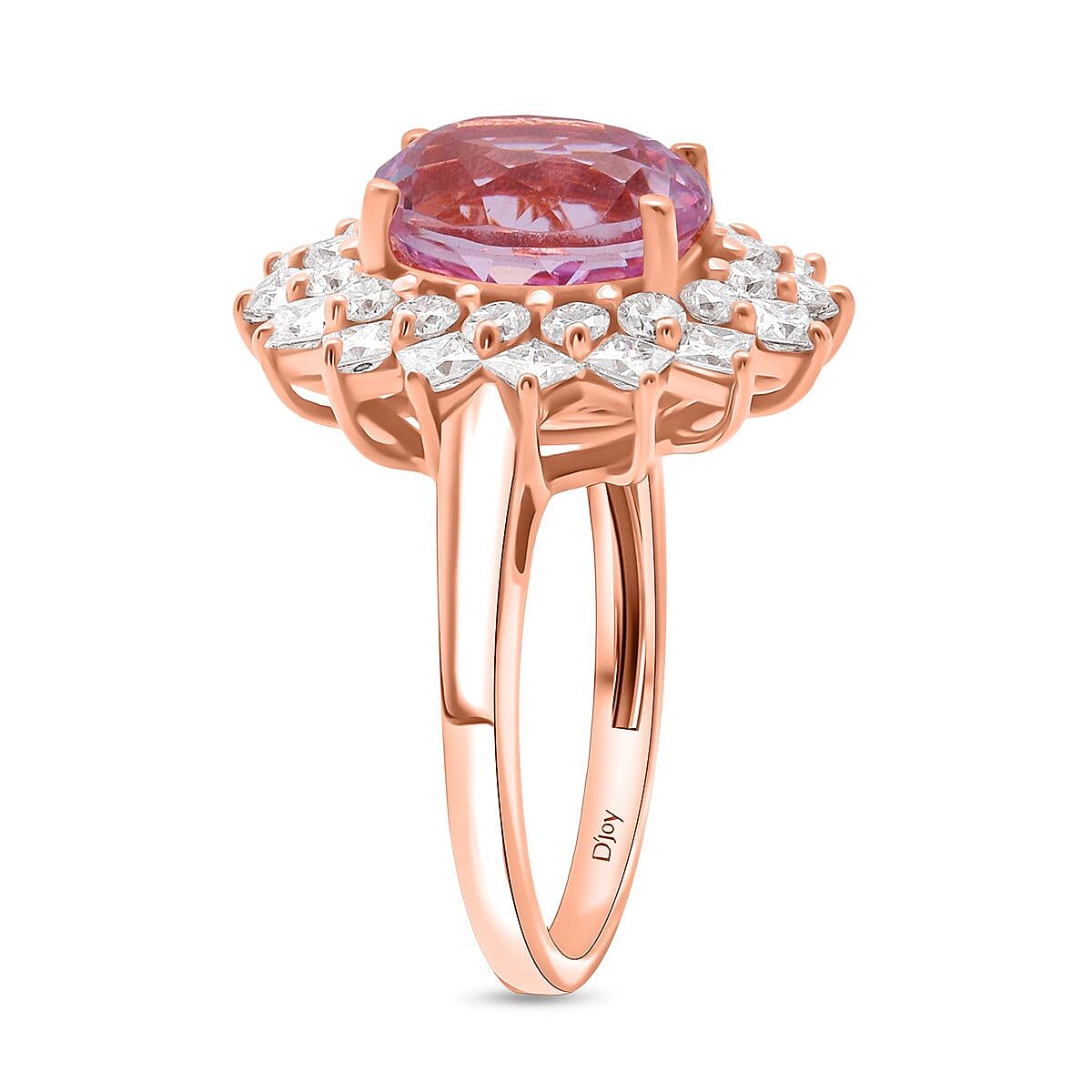 D'Joy Patroke Kunzite & Moissanite Ring in 18K Vermeil Rose Gold Sterling Silver 4.80 Ct.