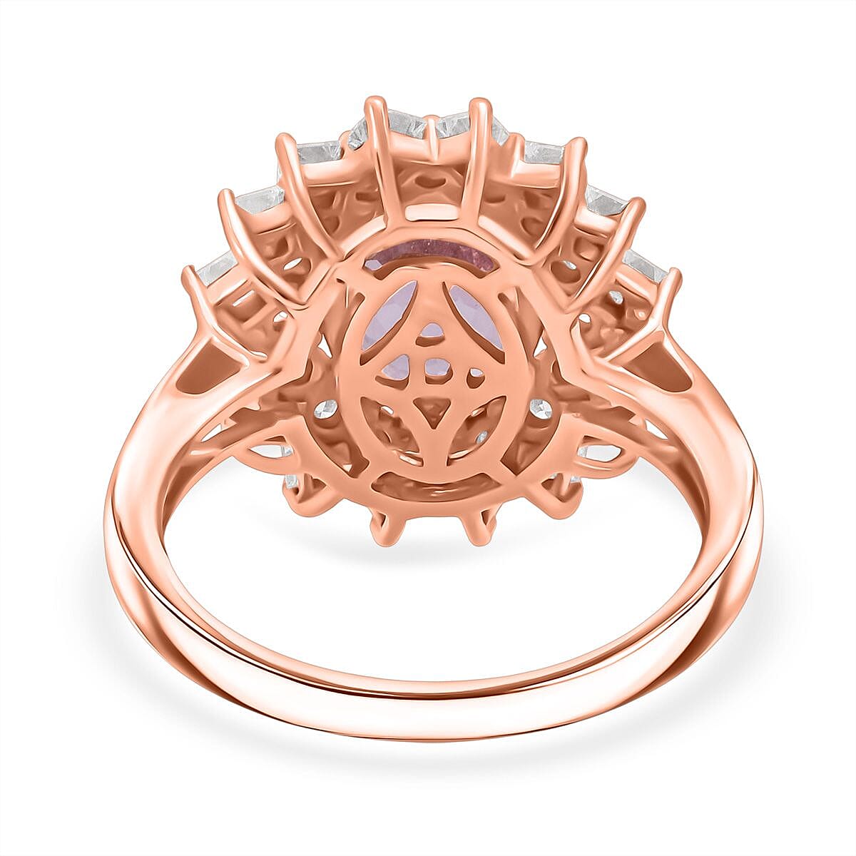 D'Joy Patroke Kunzite & Moissanite Ring in 18K Vermeil Rose Gold Sterling Silver 4.80 Ct.