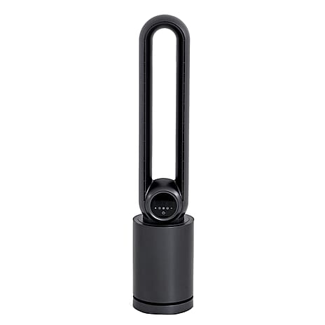 Bladeless Air Purifying Cooling Tower Fan with HEPA 13 Filter (Size 22x105 cm) - Black