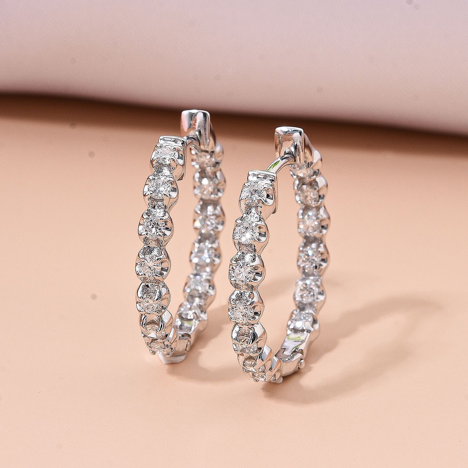 Luxuriant Lab Grown Diamond Earring in Rhodium OverlaySterling Silver, Silver Wt.5 Gms  1.000  Ct.