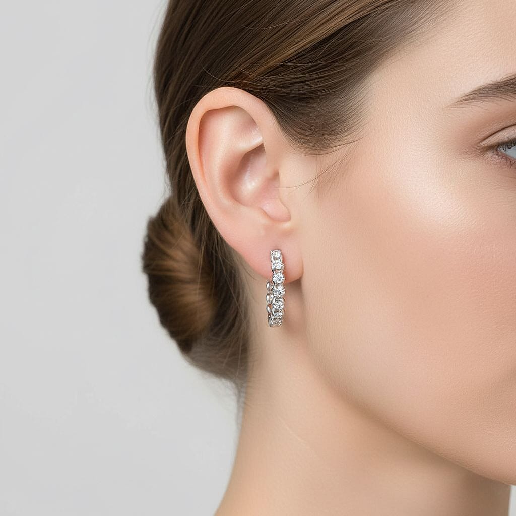 Luxuriant Lab Grown Diamond Earring in Rhodium OverlaySterling Silver, Silver Wt.5 Gms  1.000  Ct.