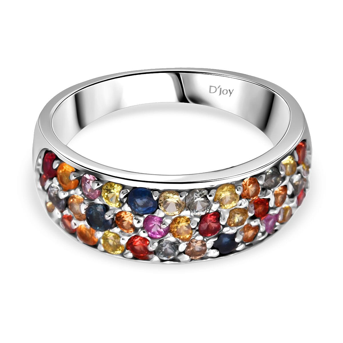 D'Joy Multi Sapphire Ring in Rhodium OverlaySterling Silver  1.780  Ct.