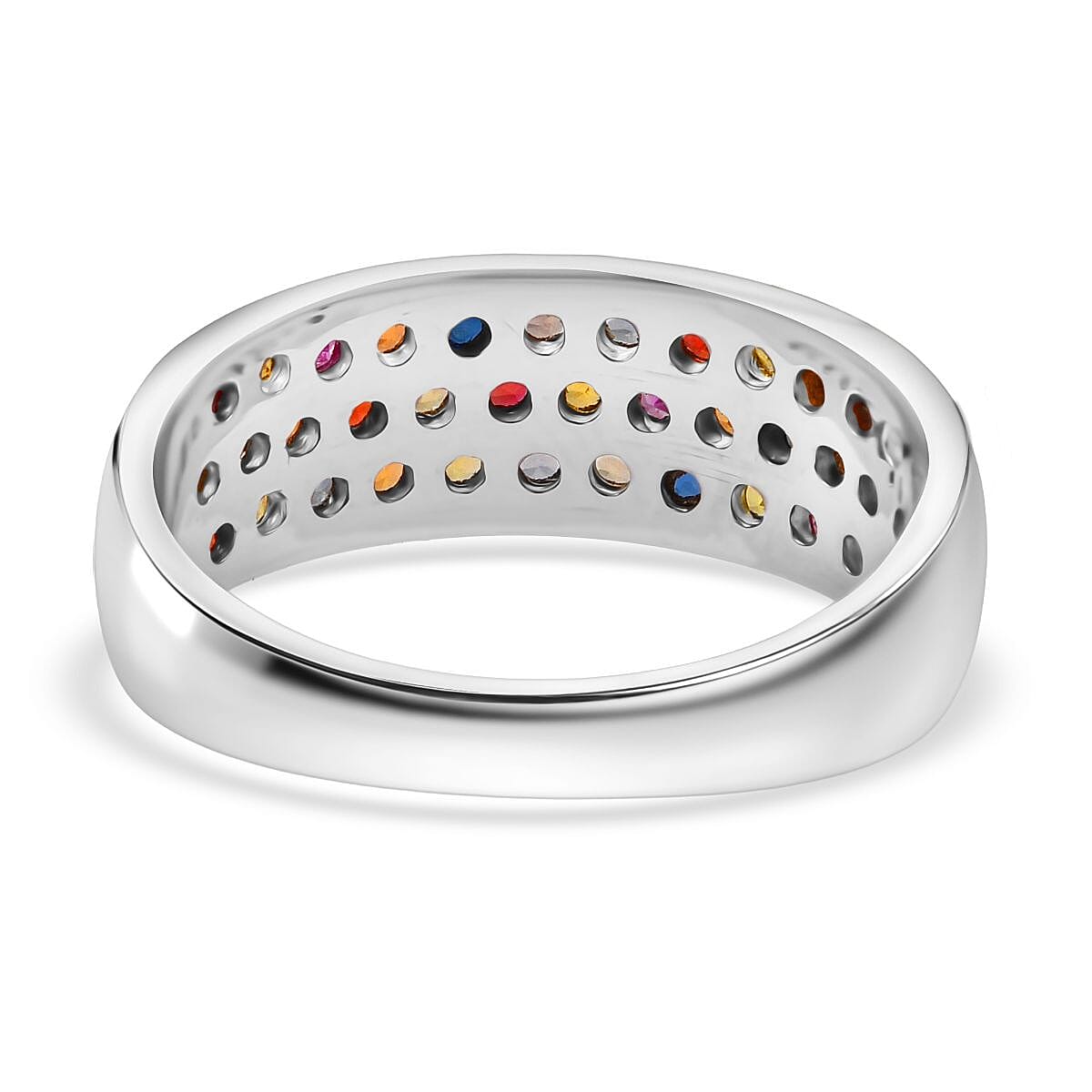 D'Joy Multi Sapphire Ring in Rhodium OverlaySterling Silver  1.780  Ct.