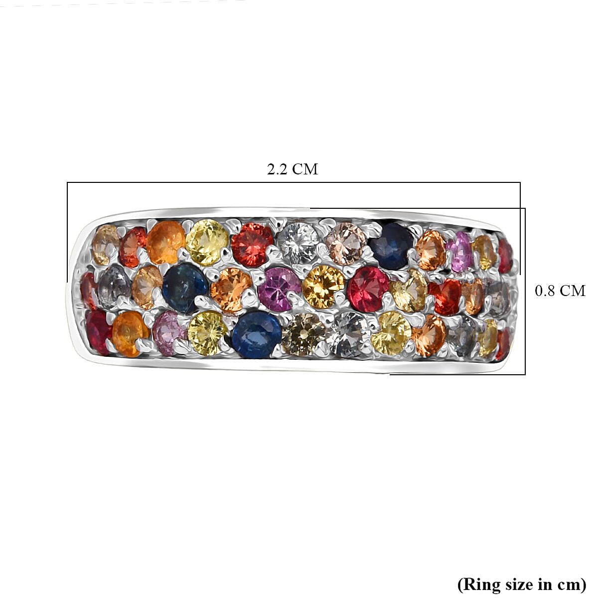 D'Joy Multi Sapphire Ring in Rhodium OverlaySterling Silver  1.780  Ct.