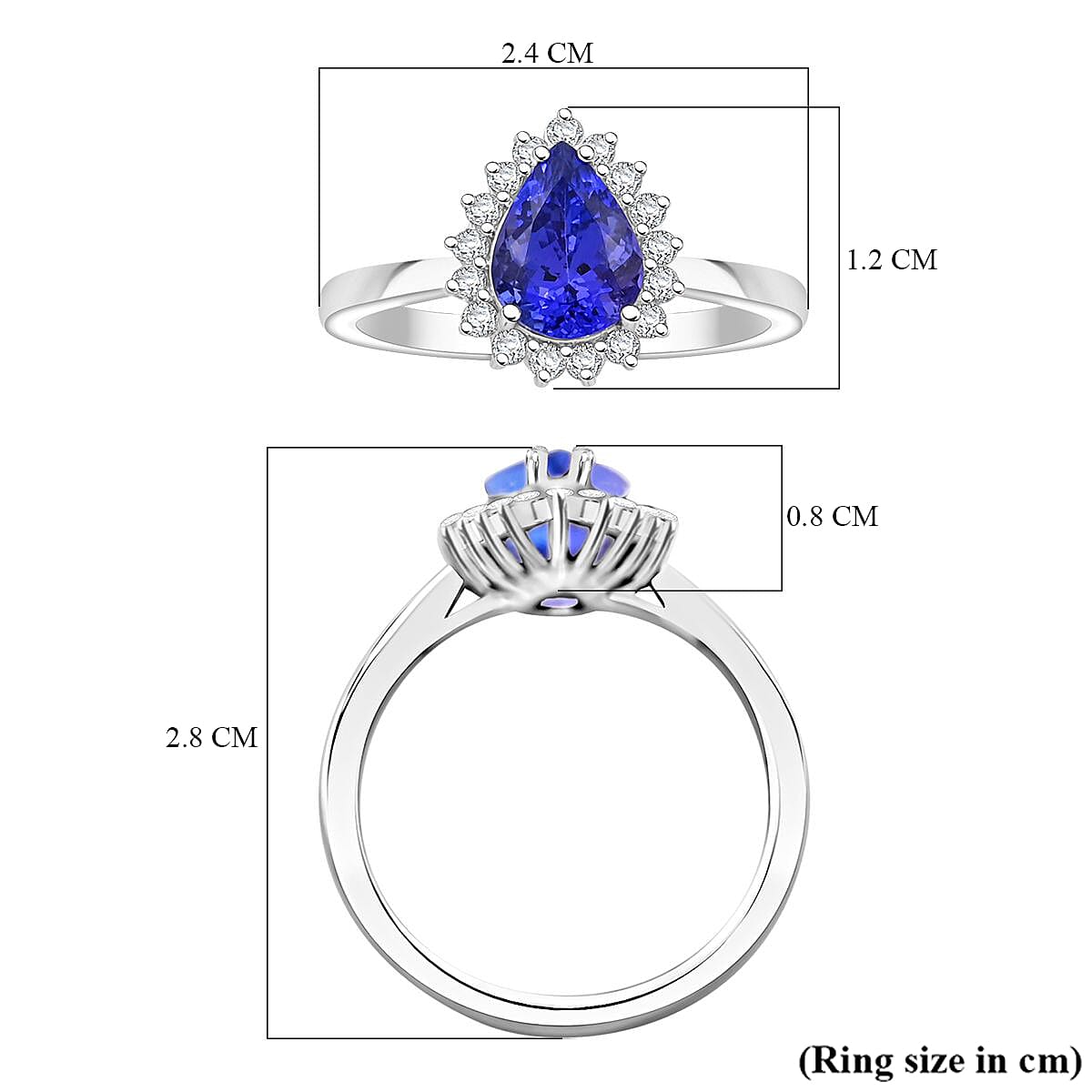 Rhapsody 950 Platinum AAAA Tanzanite White Diamond VS Ring, Platinum Wt.6.46 Gms  2.150  Ct.