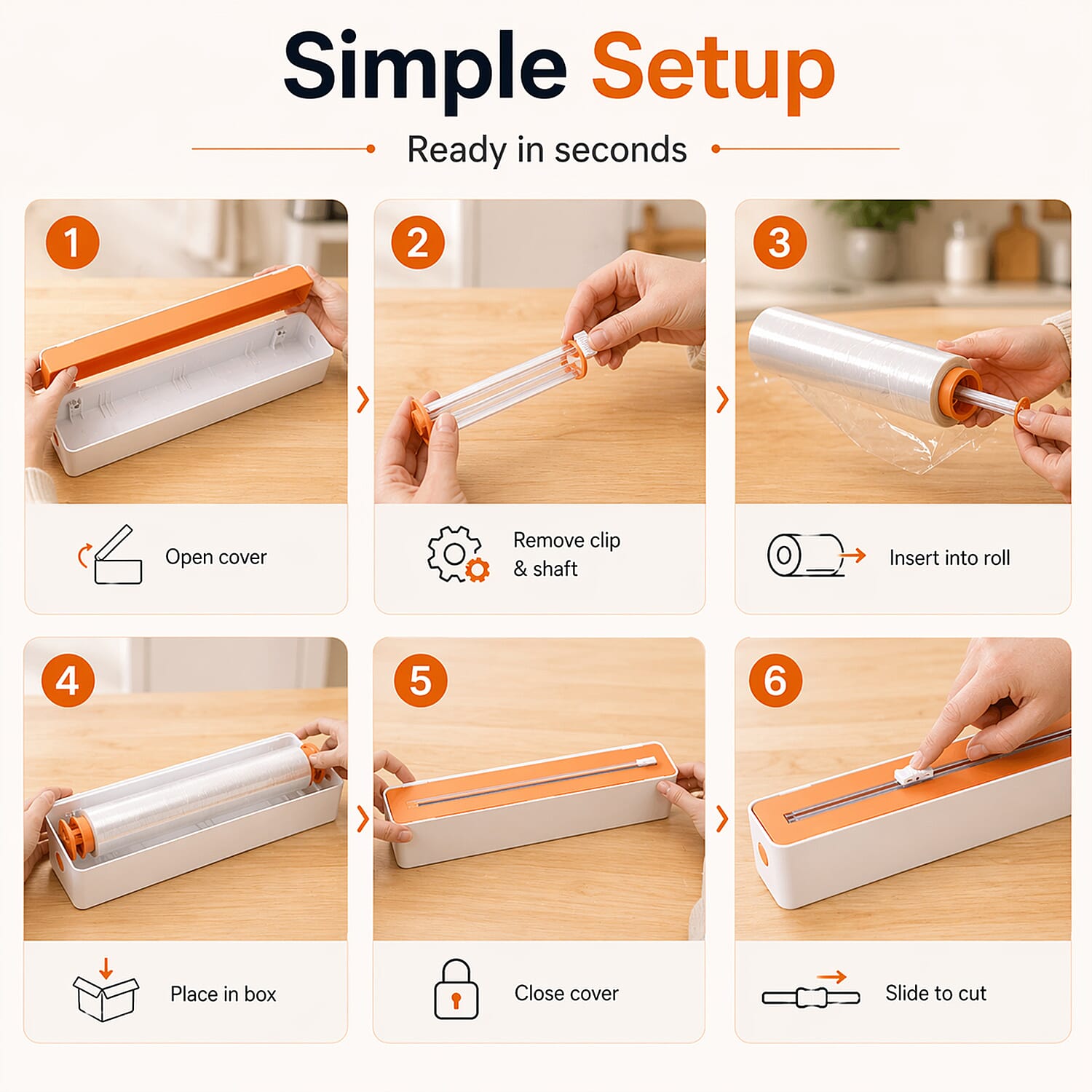 Refillable Kitchen Cling Film Cutter - Yellow
