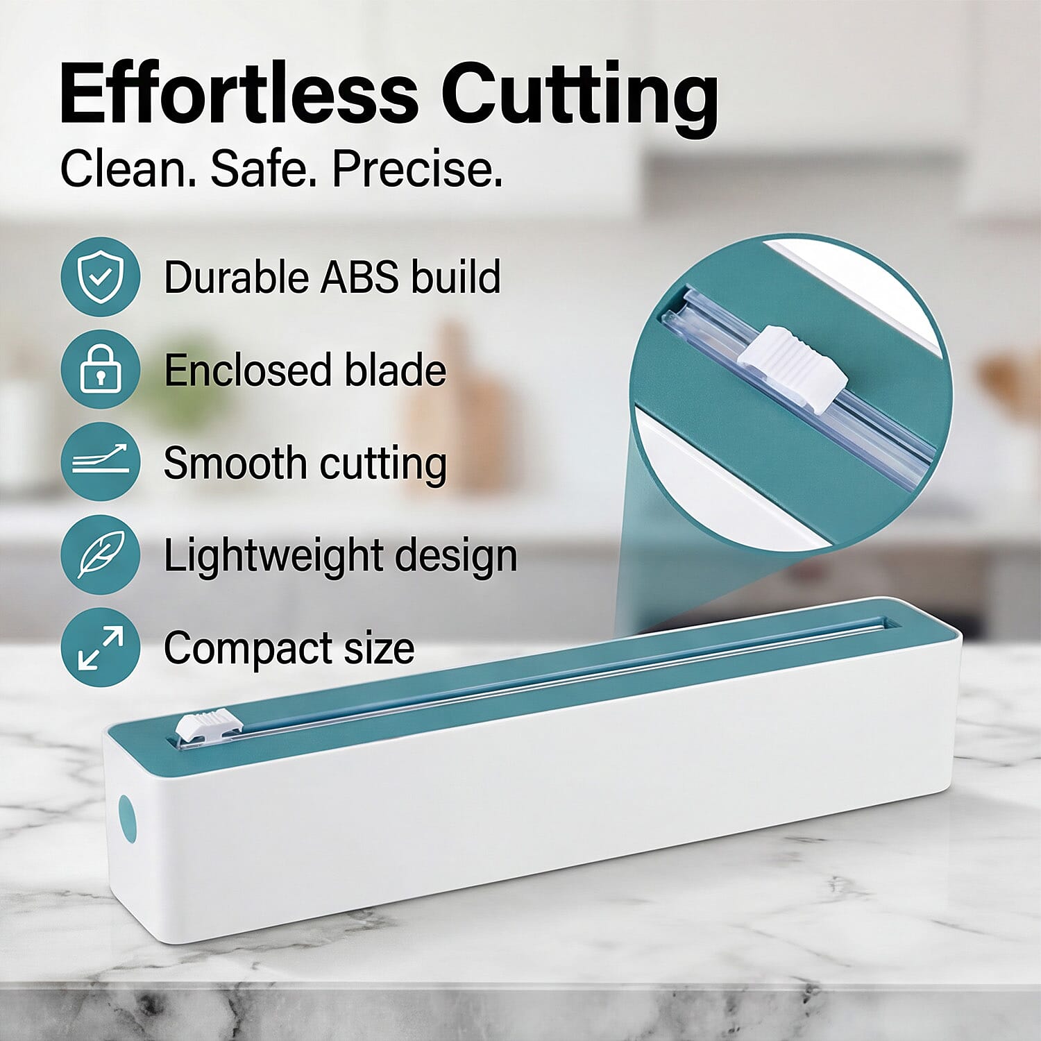 Refillable Kitchen Cling Film Cutter - Green