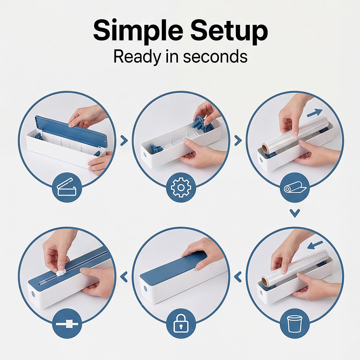 Refillable Kitchen Cling Film Cutter - Blue