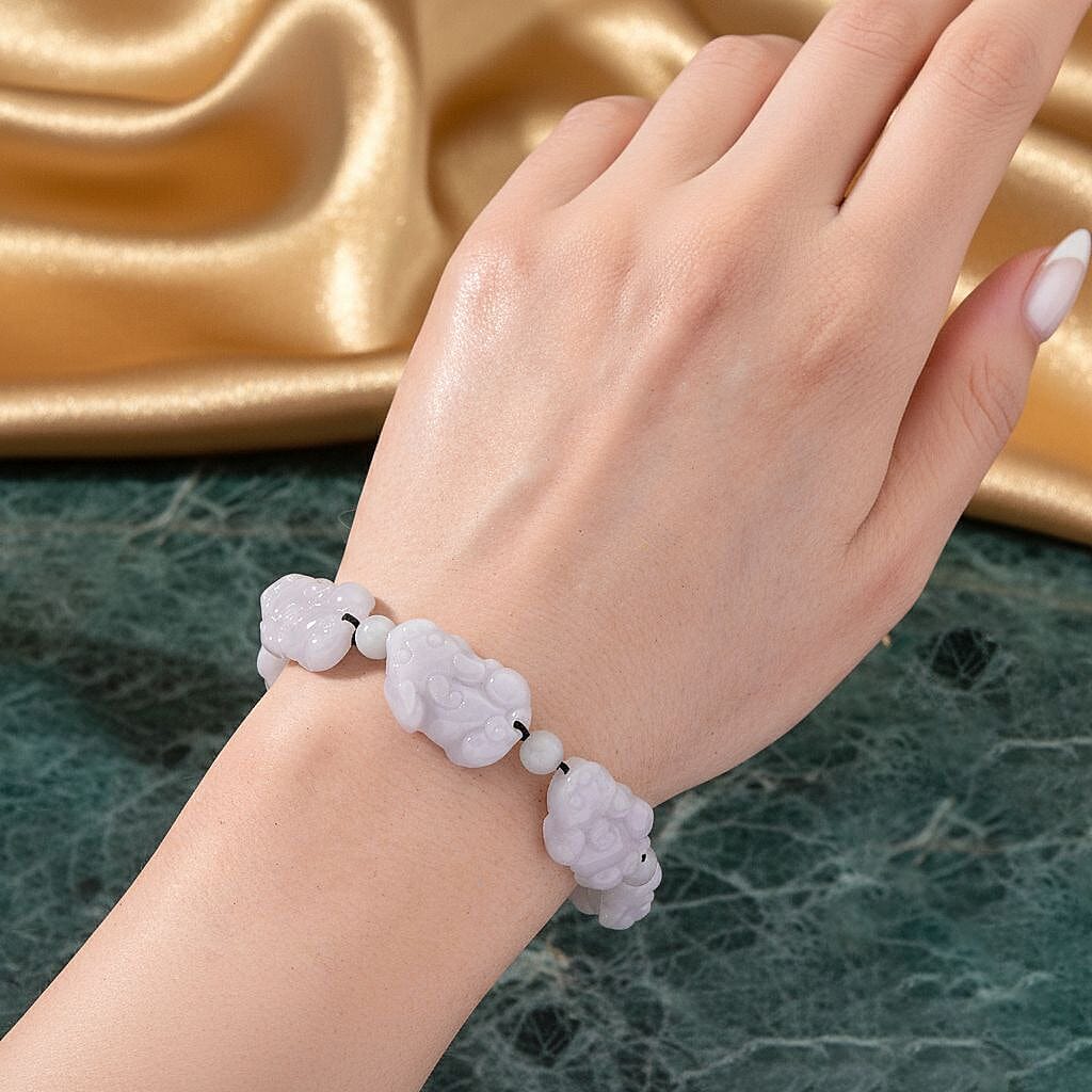 Natural White Jade Pixiu Carving Bracelet (Size 6 - 9 Inch) with Adjustable Cotton Thread 120.00 Ct