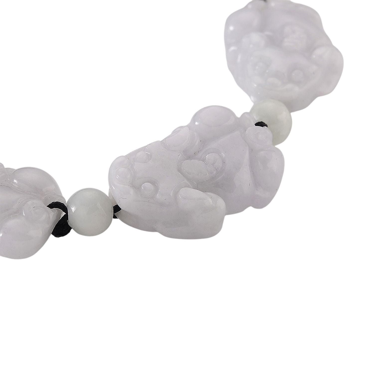 Natural White Jade Pixiu Carving Bracelet (Size 6 - 9 Inch) with Adjustable Cotton Thread 120.00 Ct