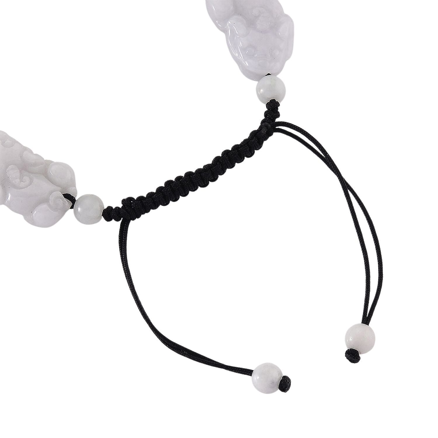 Natural White Jade Pixiu Carving Bracelet (Size 6 - 9 Inch) with Adjustable Cotton Thread 120.00 Ct