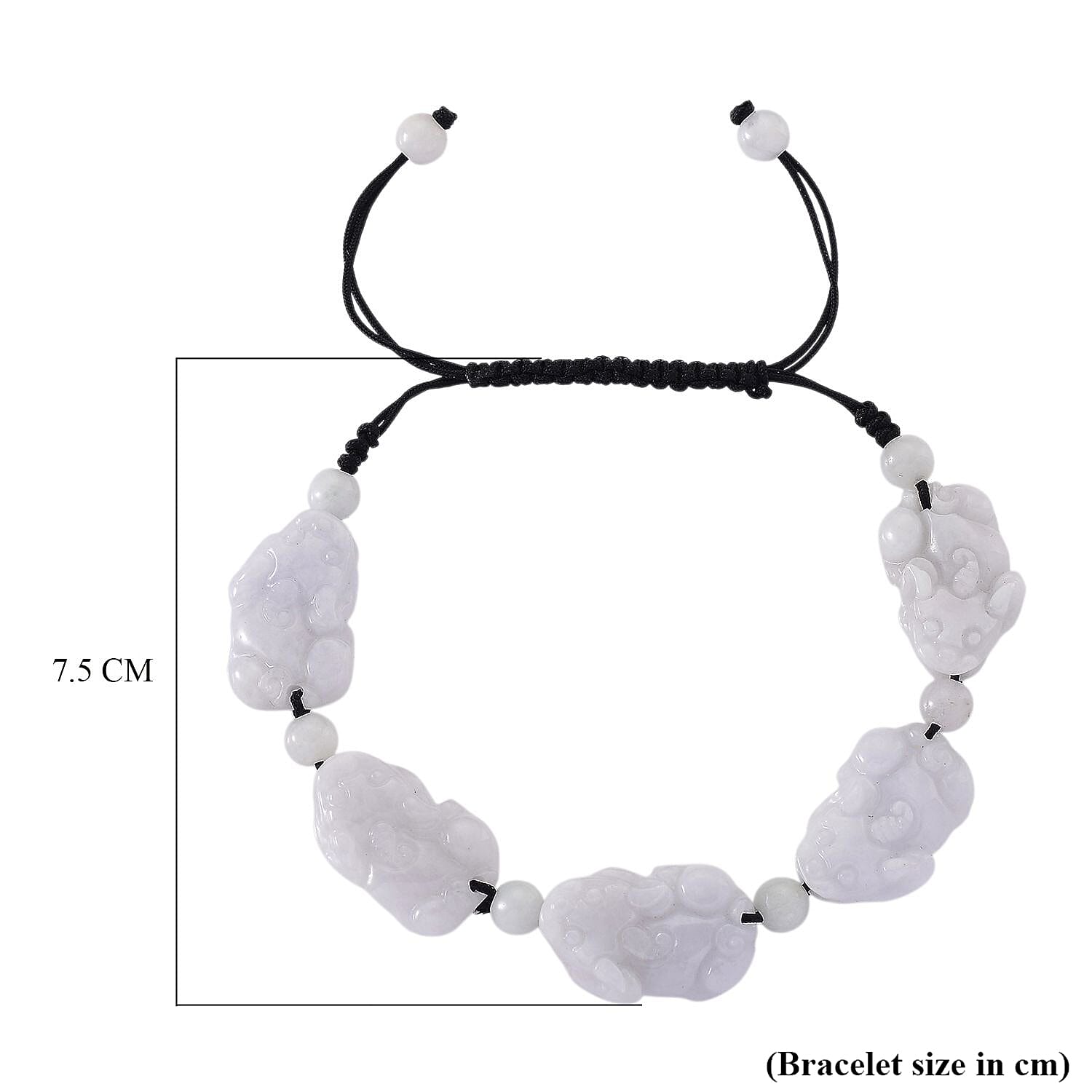 Natural White Jade Pixiu Carving Bracelet (Size 6 - 9 Inch) with Adjustable Cotton Thread 120.00 Ct