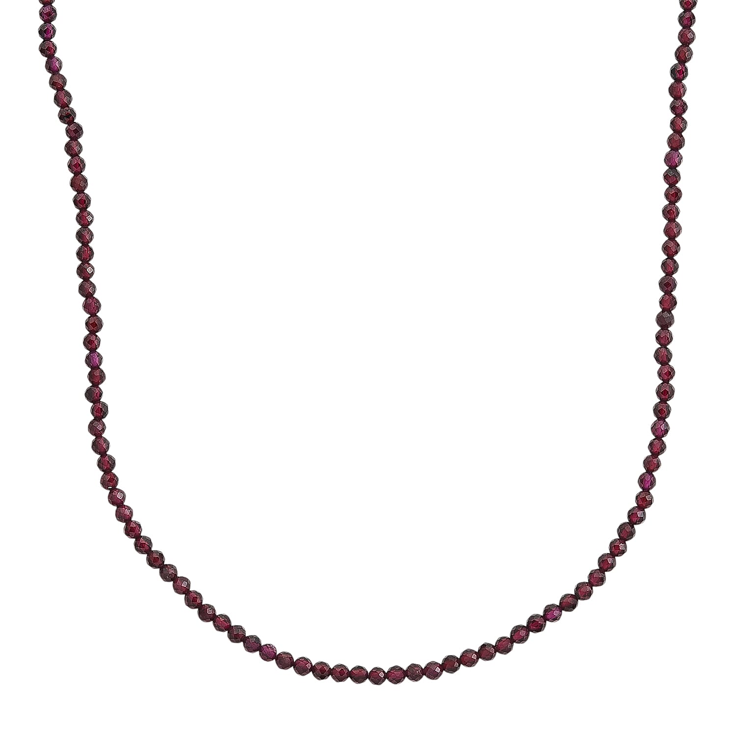 D'Joy Rhodolite Garnet Beads Necklace in Rhodium OverlaySterling Silver  60.000  Ct.