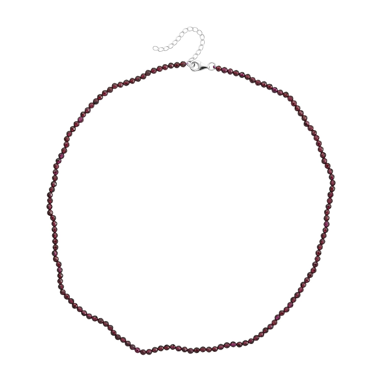 D'Joy Rhodolite Garnet Beads Necklace in Rhodium OverlaySterling Silver  60.000  Ct.