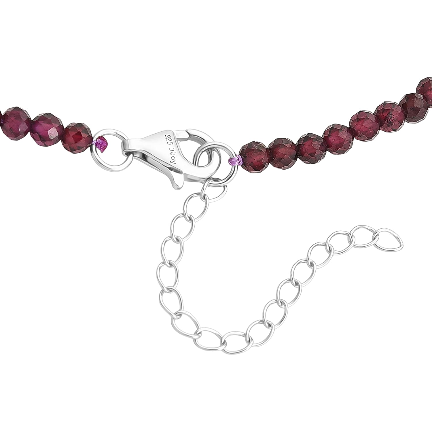 D'Joy Rhodolite Garnet Beads Necklace in Rhodium OverlaySterling Silver  60.000  Ct.