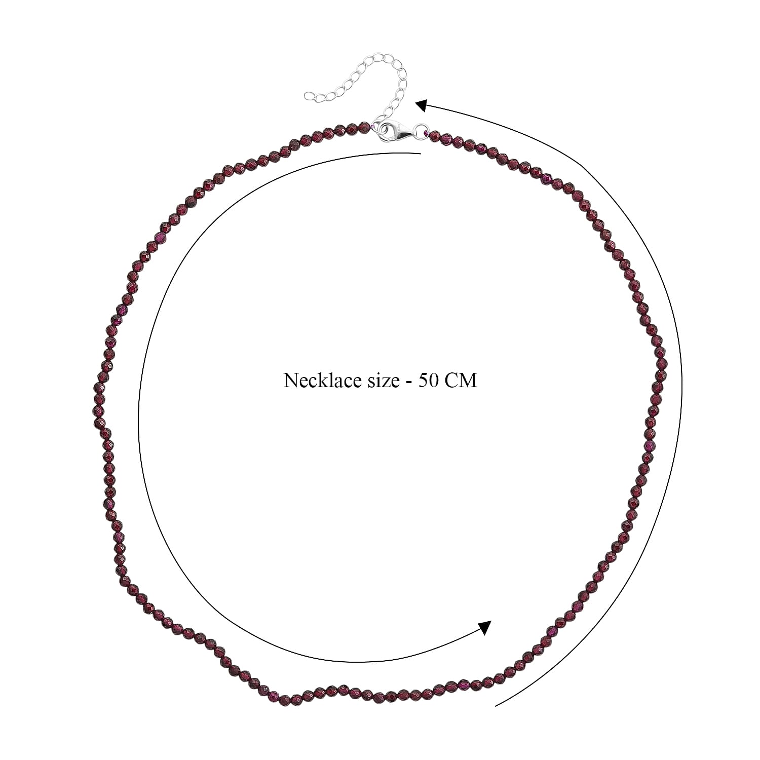 D'Joy Rhodolite Garnet Beads Necklace in Rhodium OverlaySterling Silver  60.000  Ct.