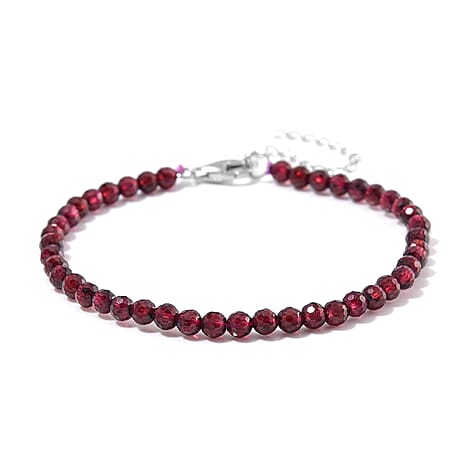 D'Joy Rhodolite Garnet Beads Bracelet in Rhodium OverlaySterling Silver  20.000  Ct.