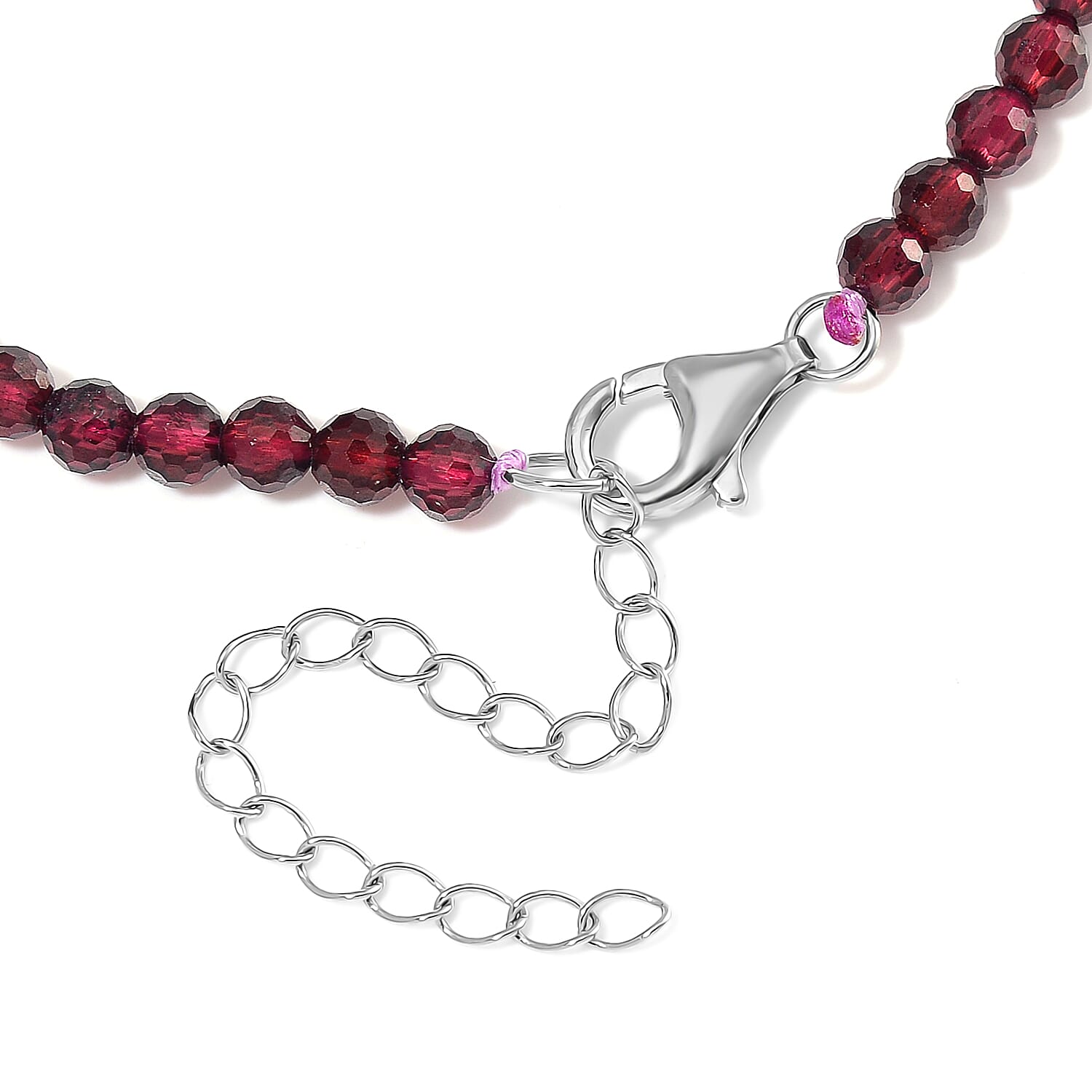 D'Joy Rhodolite Garnet Beads Bracelet in Rhodium OverlaySterling Silver  20.000  Ct.