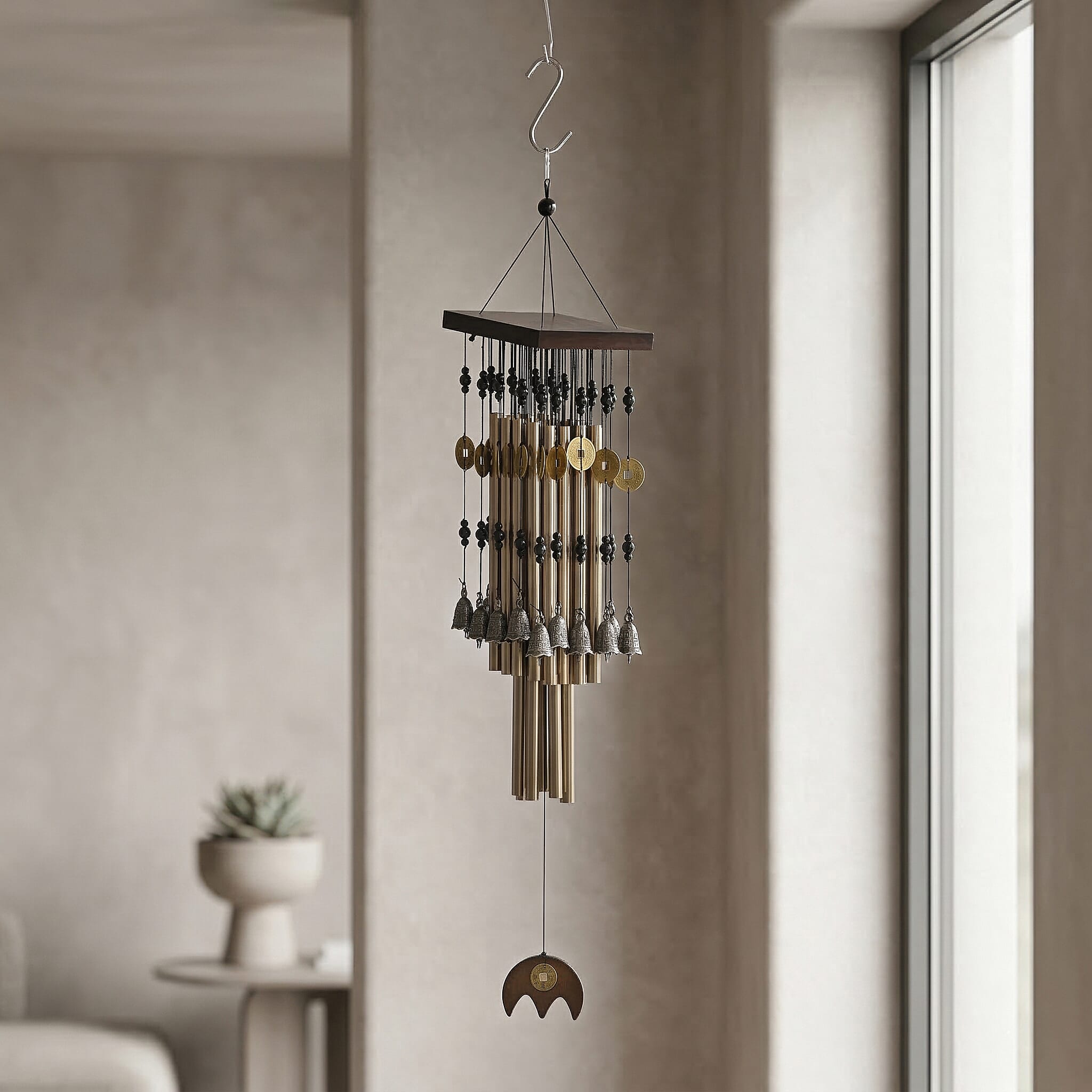 LIVMORE Hanging Wind Chime (80 Cm) - Brown.