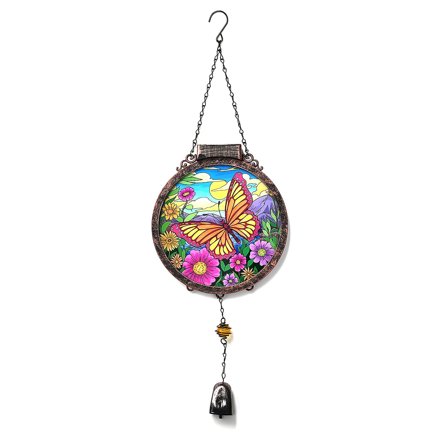 LIVMORE Decorative Solar Butterfly Suncatcher with 38 Warm White LEDs - Multicolour
