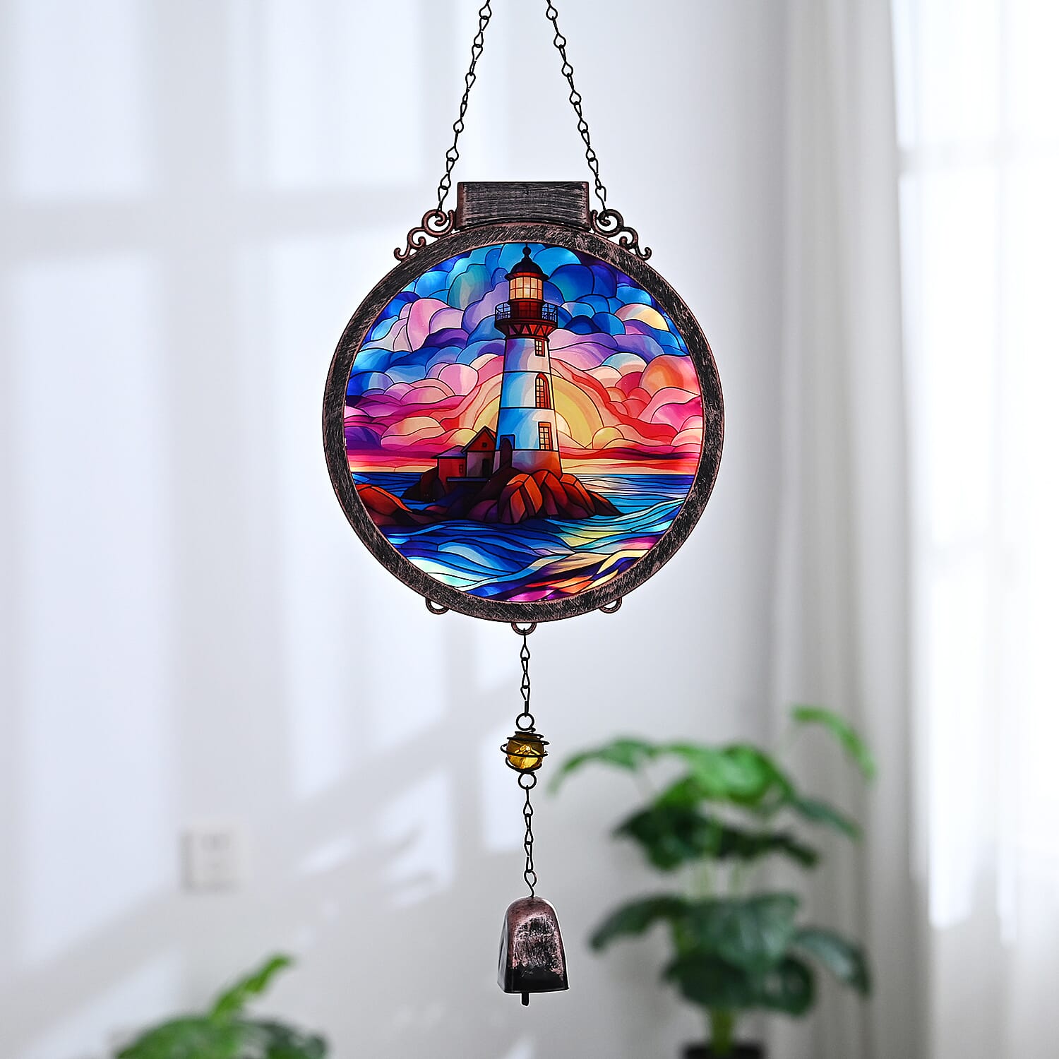 LIVMORE Decorative Solar Light House Suncatcher with 38 Warm White LEDs - Multicolour