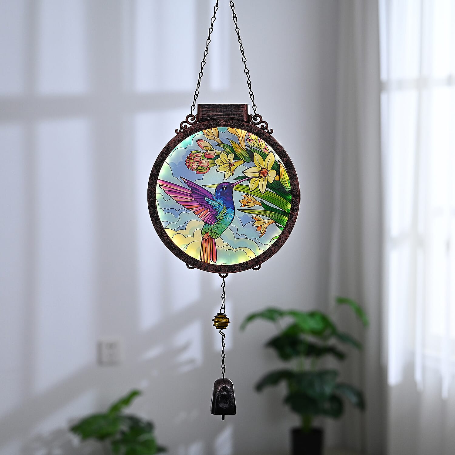 LIVMORE Decorative Solar Bird Suncatcher with 38 Warm White LEDs - Multicolour