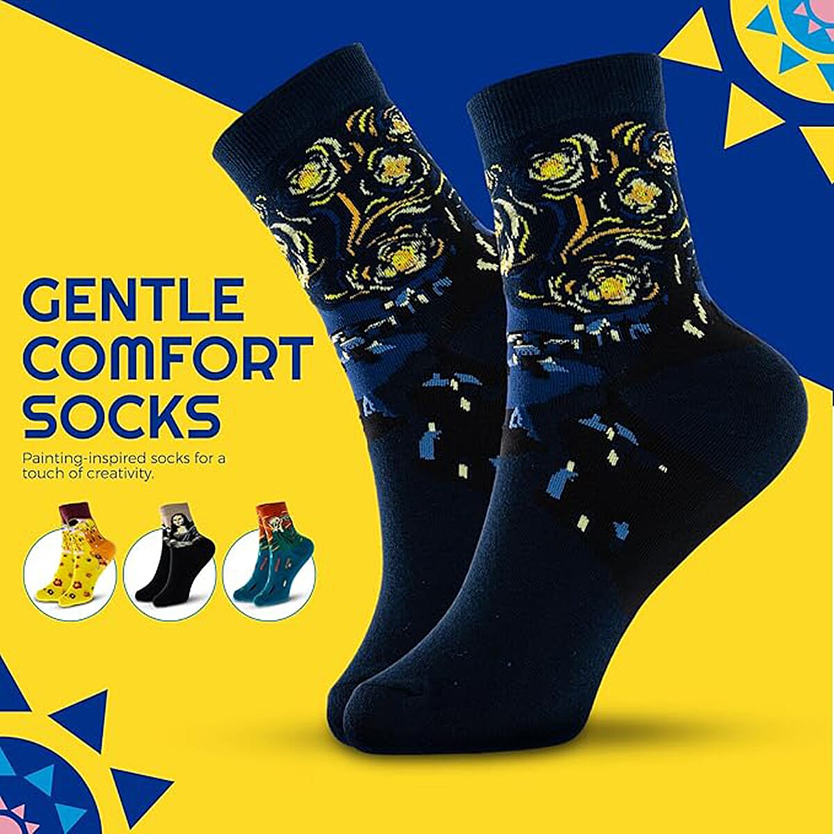 Sunny Socks - 4 Pairs Art Socks for Women (Size 3 to 7)