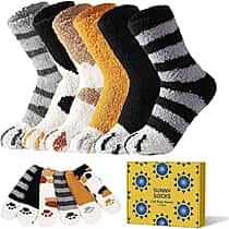 Sunny Socks - 6 Pairs Cute Cat Paw Socks for Women (Size 3 to 7)