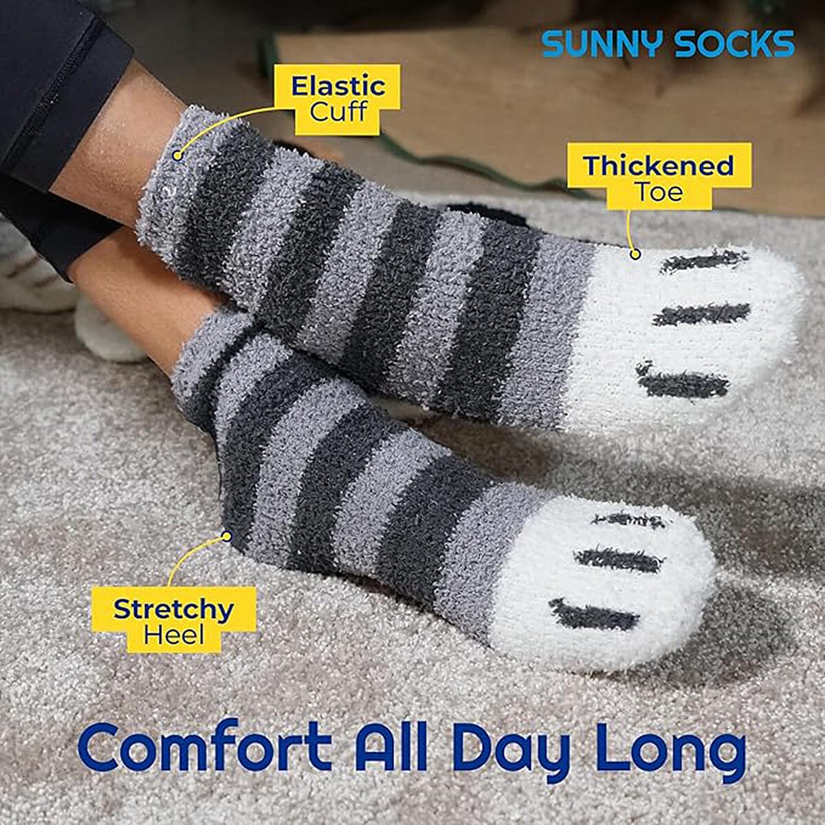 THE GIFTING DEAL- SUNNY SOCKS 6 Pairs Cute Cat Paw Socks for Women (Size 3 to 7)